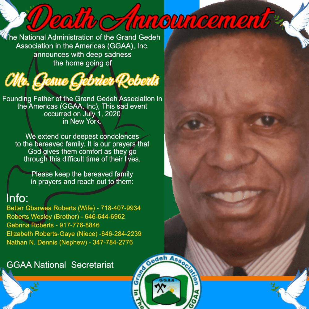 GGAA Death Announcement – Gesue Gebrier Roberts GGAA Death Announcement - Gesue Gebrier Roberts