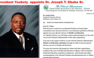 President Youboty appoints Dr. Joseph T. Gbaba Sr. as a Special Advisor to the President on Health and Education
