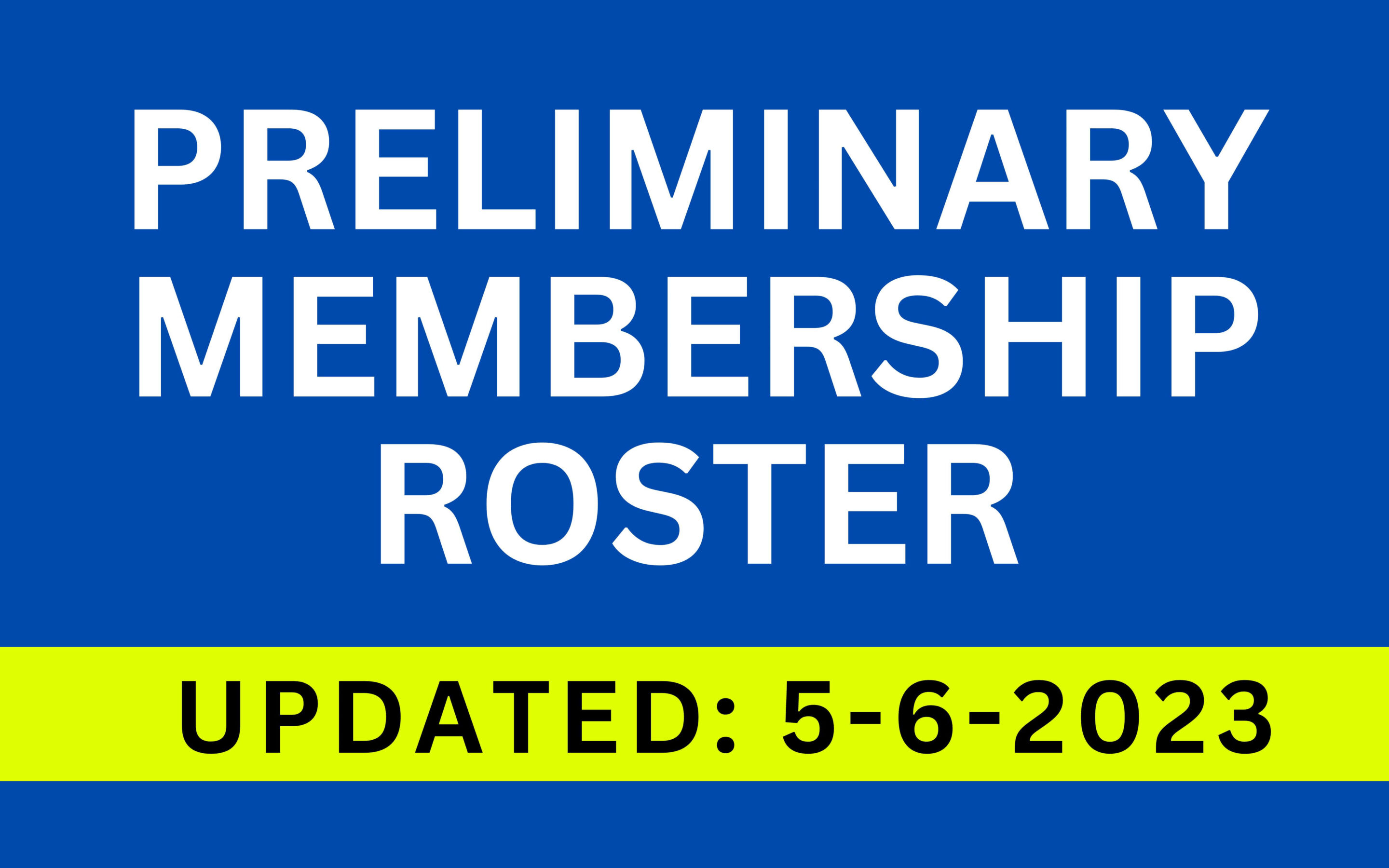 GGAA PRELIMINARY MEMBERSHIP ROSTER